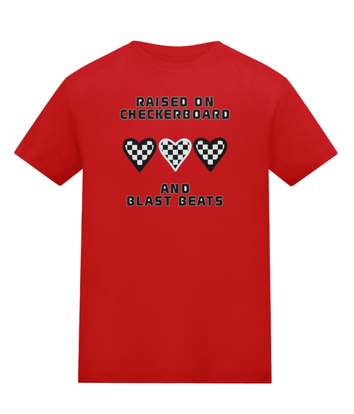 Child raised by checkerboard t shirt